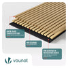 Lot de 4 panneaux acoustiques muraux Tasseaux en bois MDF avec feutre noir 120x60x2.1cm chene clair - VOUNOT FR
