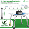 Siege de douche ergonomique a hauteur reglable en Aluminum HDPE bleu - VOUNOT FR