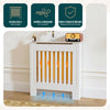Cache radiateur en MDF avec lattes et etagere 78×19×82 cm Blanc - VOUNOT FR