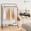 Portant a Vetements Double avec etagere Chaussures 4 Crochets Lateraux 110x58x150cm metal Noir