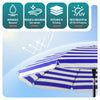 Parasol de jardin 2m avec ancrage sol et sac de transport Bleu blanc - VOUNOT FR