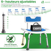 Chaise de douche avec dossier ergonomique a hauteur reglable en aluminum HDPE bleu - VOUNOT FR
