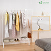 Portant a Vetements avec etagere Chaussures 8 Crochets Lateraux 110x41x150cm metal Blanc - VOUNOT FR