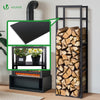 Range bûche vertical télescopique pour cheminée avec étagère de MDF 45x32x170cm acier noir - VOUNOT FR