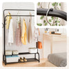 Portant a vetement double avec 2 niveaux etageres chaussures 4 Crochets Lateraux 108x35x145cm metal Noir - VOUNOT FR