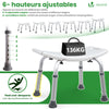 Siege de douche ergonomique a hauteur reglable en Aluminum HDPE blanc - VOUNOT FR