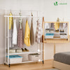 Portant a Vetements double avec roulettes et 2 etageres de rangement 120x40x146cm metal Blanc - VOUNOT FR