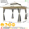 Tonnelle de jardin exterieure pliable avec moustiquaire 3.6x3.6m beige