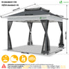 Tonnelle de jardin exterieure pliable avec moustiquaire 3.6x3.6m gris