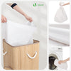 Panier a linge en bambou d’angle avec couvercle 58L