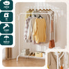 Portant a Vetements avec etagere Chaussures 8 Crochets Lateraux 110x41x147cm metal Blanc