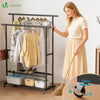 Portant a Vetements double avec roulettes et 2 etageres de rangement 120x40x146cm metal Noir - VOUNOT FR