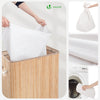 Panier a linge en bambou rectangulaire double compartiments avec couvercle 100L