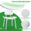 Chaise de douche avec dossier ergonomique a hauteur reglable en aluminum HDPE blanc - VOUNOT FR