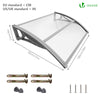 Auvent de porte marquise 100x80 cm transparent en Polycarbonate anti UV