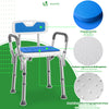 Chaise de douche avec accoudoir et dossier ergonomique a hauteur reglable en aluminum HDPE bleu - VOUNOT FR