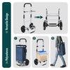Chariot de course pliable aluminium 2 roues avec sac isotherme bleu marine - VOUNOT FR