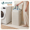 Panier a linge 1 compartiment et sac amovible auto ajustant avec couvercle 90L Beige - VOUNOT FR