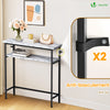 Console table 2 niveaux style industriel en metal et MDF 80x24x80 cm Blanc