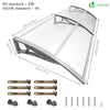 Auvent de porte marquise 200x80 cm transparent en Polycarbonate anti UV