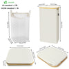 Panier a linge pliable 100L avec sac intérieur cadre bambou et couvercle beige - VOUNOT FR