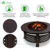 Brasero exterieur en metal avec grille, pare-etincelles tisonnier diametre 81cm noir
