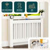 Cache radiateur en MDF avec lattes et etagere 111×19×82 cm Blanc - VOUNOT FR