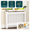 Cache radiateur en MDF avec lattes et etagere 111×19×82 cm Blanc Chêne - VOUNOT FR
