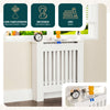 Cache radiateur en MDF avec lattes et etagere 78×19×82 cm Blanc - VOUNOT FR