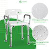 Chaise de douche avec accoudoir et dossier ergonomique a hauteur reglable en aluminum HDPE blanc - VOUNOT FR