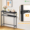 Console table 2 niveaux style industriel en metal et MDF 80x24x80 cm Noir