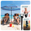 Parasol de jardin 2m avec ancrage sol et sac de transport Bleu mixte - VOUNOT FR