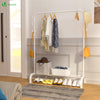 Portant a Vetements avec etagere Chaussures 8 Crochets Lateraux 110x41x150cm metal Blanc - VOUNOT FR