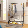 Portant a Vetements avec etagere Chaussures 8 Crochets Lateraux 110x41x150cm metal Noir - VOUNOT FR