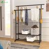 Portant a Vetements double avec roulettes et 2 etageres de rangement 120x40x146cm metal Noir - VOUNOT FR