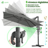 Parasol deporte inclinable Premium carre avec housse protection 3x3m Roma Gris - VOUNOT FR