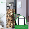 Range bûche vertical télescopique pour cheminée avec étagère de MDF 45x32x170cm acier noir - VOUNOT FR