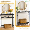Console table 2 niveaux style industriel en metal et MDF 80x24x80 cm Noir