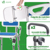 Chaise de douche avec accoudoir et dossier ergonomique a hauteur reglable en aluminum HDPE bleu - VOUNOT FR