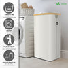 Panier a linge pliable 100L avec sac intérieur cadre bambou et couvercle beige - VOUNOT FR