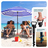 Parasol de jardin 2m avec ancrage sol et sac de transport Bleu blanc - VOUNOT FR