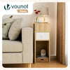 Lot de 2 Table de chevet d’appoint avec tiroir et compartiment 25x30x66cm naturel - VOUNOT FR