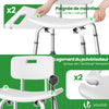 Chaise de douche avec dossier ergonomique a hauteur reglable en aluminum HDPE blanc - VOUNOT FR