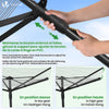 Etendoir a Linge Exterieur Rotatif avec housse de protection et Surface etendage 50m Noir - VOUNOT FR