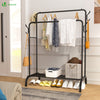 Portant a Vetements Double avec etagere Chaussures 4 Crochets Lateraux 110x58x150cm metal Noir