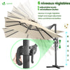 Parasol deporte inclinable Premium carre avec housse protection 3x3m Roma beige - VOUNOT FR