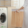 Panier a linge en bambou rectangulaire triple compartiments avec couvercle 150L