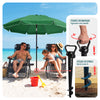 Parasol de jardin 2m avec ancrage sol et sac de transport Vert - VOUNOT FR