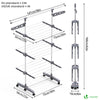 Sechoir a linge inox etendoir robuste ailes pliables 3 niveaux - VOUNOT FR