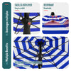 Parasol de jardin 2m avec ancrage sol et sac de transport Bleu blanc - VOUNOT FR